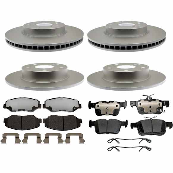 2016 Honda Civic - 4-Wheel Set Front and Rear Brake Disc and Pad Kit, Front-281.18 mm/Rear-260.1 mm, 1.5L 4Cyl, Element3 EHT Series Includes (2) Disc and (1) Pad Set
