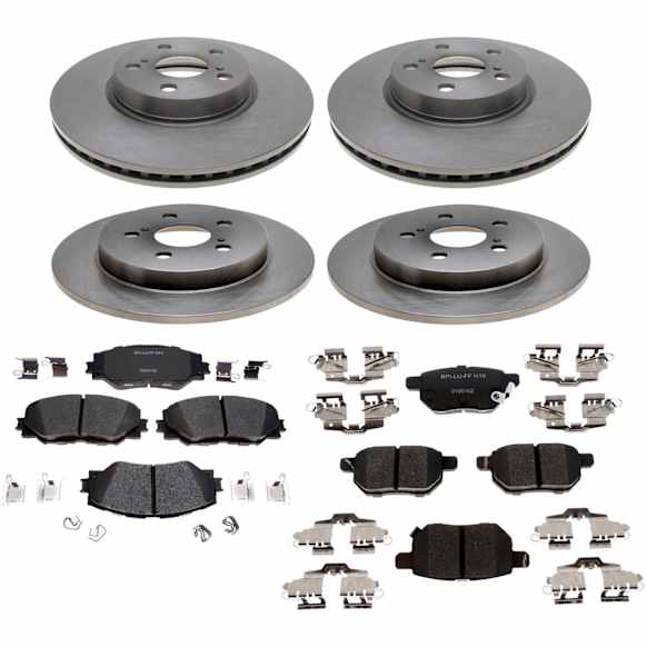 KIT-210513-1525 4-Wheel Set Brake Disc and Pad Kit, Front-275.08 mm/Rear-259.08 mm R-Line Series, Includes (4) Brake Disc and (2) Brake Pad Set