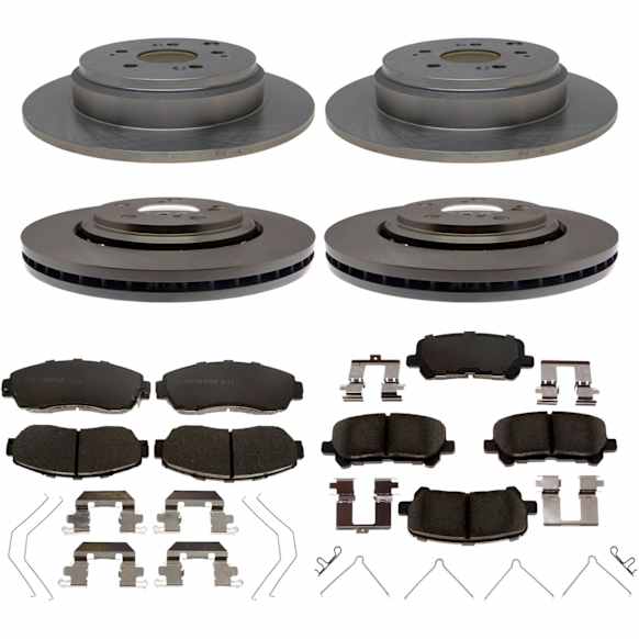 2016 Honda Odyssey - 4-Wheel Set Front and Rear Brake Disc and Pad Kit, Front-319.9 mm/Rear-333.76 mm, 3.5L 6Cyl, R-Line Series Includes (2) Disc and (1) Pad Set