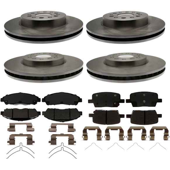 2017 GMC Acadia - 4-Wheel Set Front and Rear Brake Disc and Pad Kit, Front-321 mm/Rear-315 mm, 3.6L 6Cyl, R-Line Series Includes (2) Disc and (1) Pad Set
