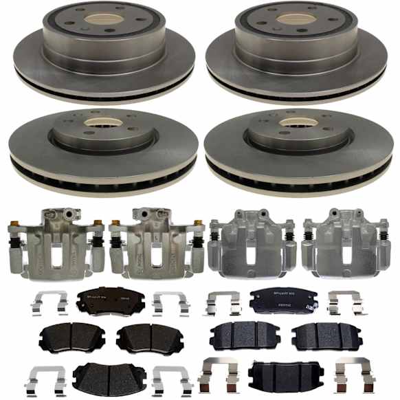 KIT-210516-765 4-Wheel Set Brake Kit With Calipers,, R-Line Series, Includes (4) Brake Disc, (4) Brake Caliper and (2) Brake Pad Set