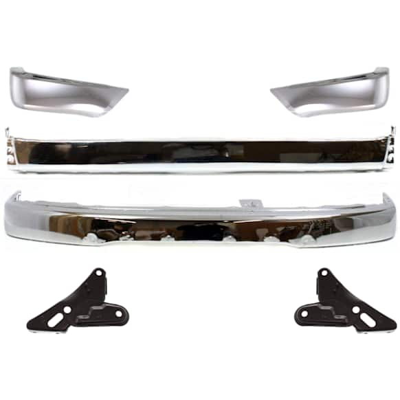 2001 Toyota 4Runner - 6-Piece Kit Front Bumper, For Models Without Sport Package, Chrome, Sport Utility, Includes (1) Bumper, (2) Bumper Bracket, (2) Bumper End, and (1) Step Bumper
