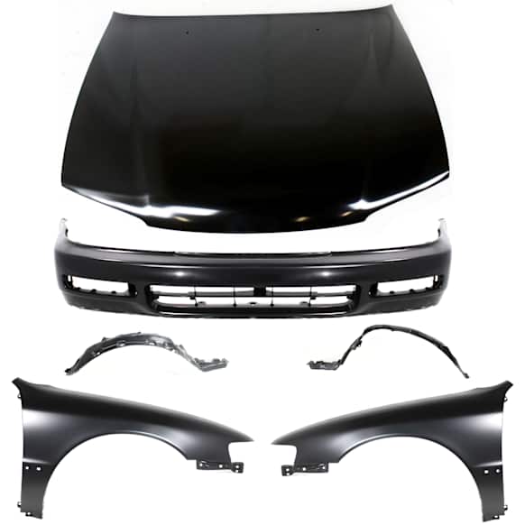 1997 Honda Accord - 6-Piece Kit Factory Style Hood, Steel, Primed,  Includes (1) Bumper Cover, (2) Fender, (2) Fender Liner, and (1) Hood