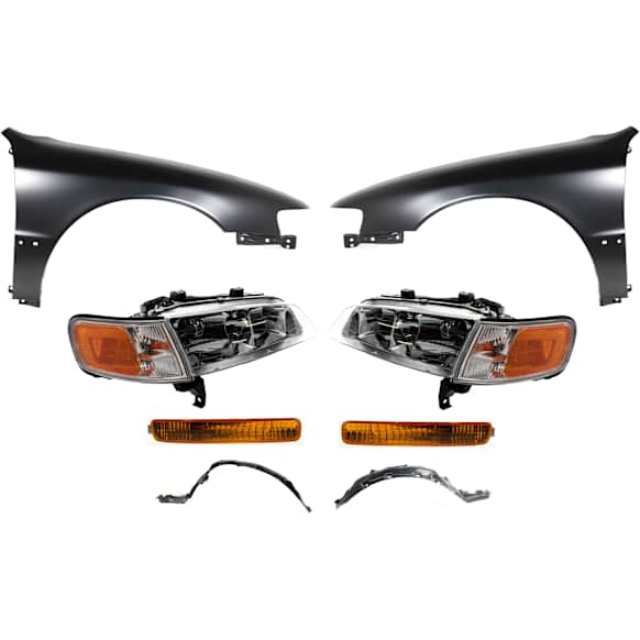 8-Piece Kit Driver and Passenger Side Halogen Headlight, With bulb(s), OE Replacement, Includes (2) Fender, (2) Headlight, (2) Turn Signal Light and (2) Fender Liner