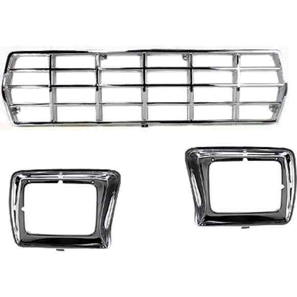 1979 Ford F-350 - 3-Piece Kit Grille, Chrome,  Includes (1) Grille and (2) Headlight Door