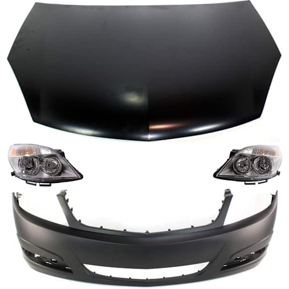 4-Piece Kit Factory Style Hood, Steel, Primed, Includes (1) Bumper Cover, (2) Headlight, and (1) Hood