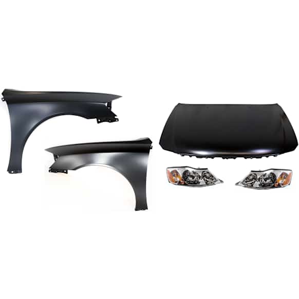 5-Piece Kit Factory Style Hood, Steel, Primed, Includes (2) Fender, (2) Headlight, and (1) Hood