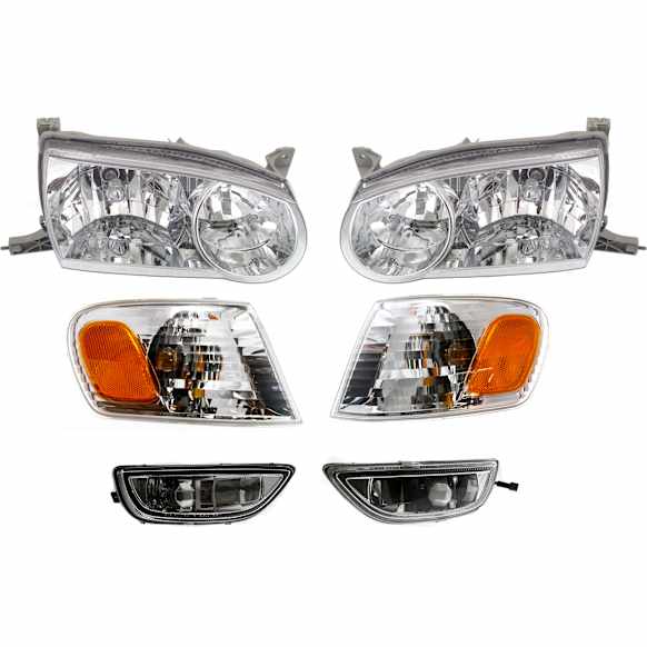 6-Piece Kit Driver and Passenger Side Halogen Headlight, With bulb(s), OE Replacement, Includes (2) Corner Light, (2) Fog Light and (2) Headlight