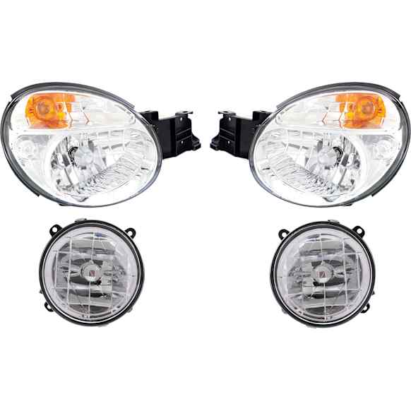 4-Piece Kit Driver and Passenger Side Halogen Headlight, With bulb(s), OE Replacement, Includes (2) Headlight and (2) Fog Light
