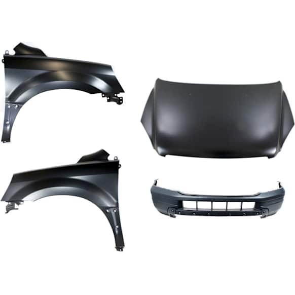 4-Piece Kit Factory Style Hood, Steel, Primed, Includes (1) Bumper Cover, (2) Fender, and (1) Hood