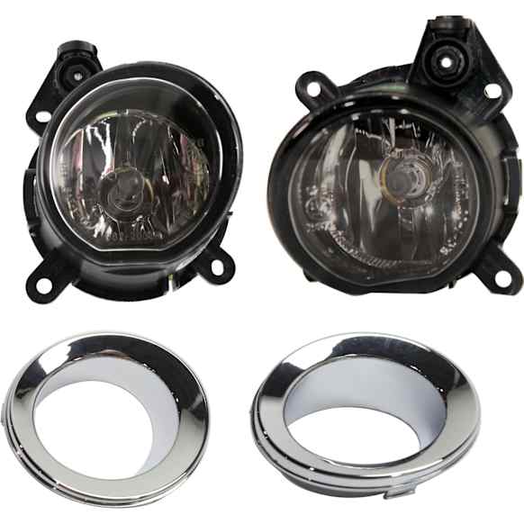 4-Piece Kit, Front, Driver and Passenger Side Halogen Fog Light, With bulb(s), Convertible, Includes (2) Fog Light and (2) Fog Light Trim