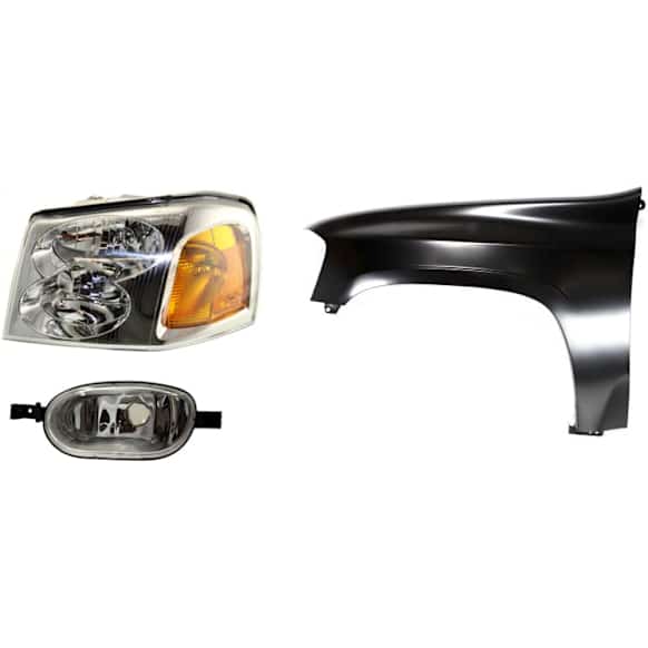 3-Piece Kit Driver Side Halogen Headlight, With bulb(s), OE Replacement, Includes (1) Fender, (1) Headlight and (1) Corner Light