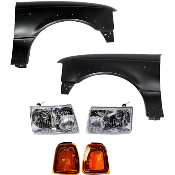6-Piece Kit, Front, Driver and Passenger Side Fender, Includes (2) Corner Light, (2) Fender, and (2) Headlight