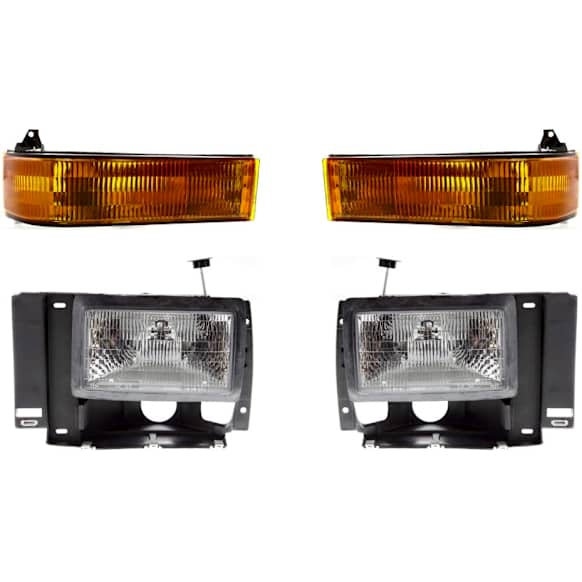4-Piece Kit Driver and Passenger Side Halogen Headlight, With bulb(s), OE Replacement, Includes (2) Headlight and (2) Turn Signal Light