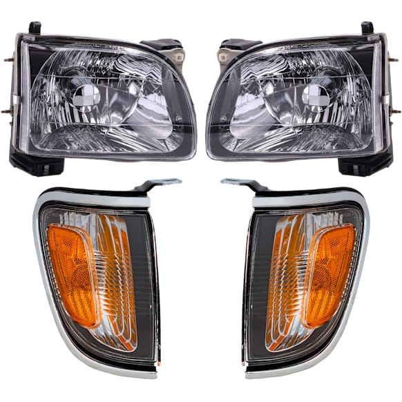 2003 Toyota Tacoma - 4-Piece Kit Driver and Passenger Side Halogen Headlight, With bulb(s), OE Replacement,  Includes (2) Corner Light and (2) Headlight