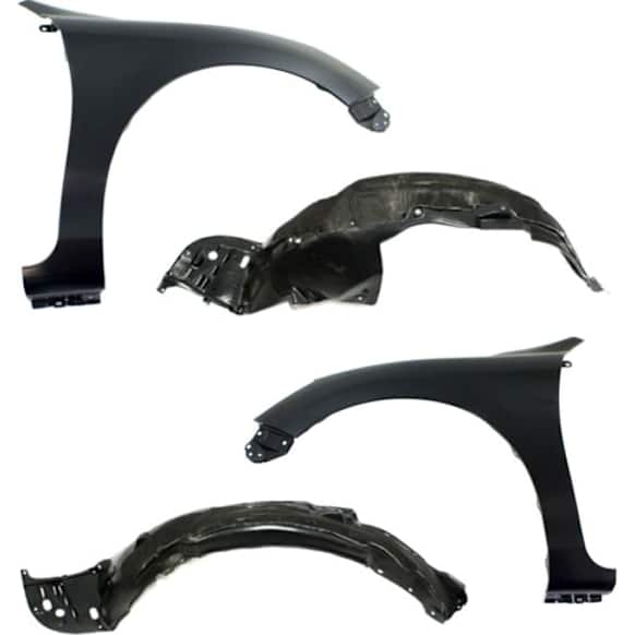 4-Piece Kit, Front, Driver and Passenger Side Fender, 4-Door, Sedan, Includes (2) Fender and (2) Fender Liner