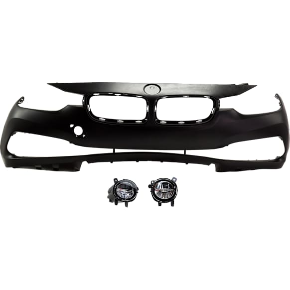 3-Piece Kit, Front Primed Bumper Cover, Includes (1) Bumper Cover and (2) Fog Light