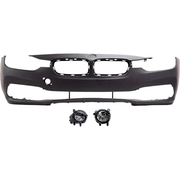 3-Piece Kit, Front Primed Bumper Cover, Includes (1) Bumper Cover and (2) Fog Light