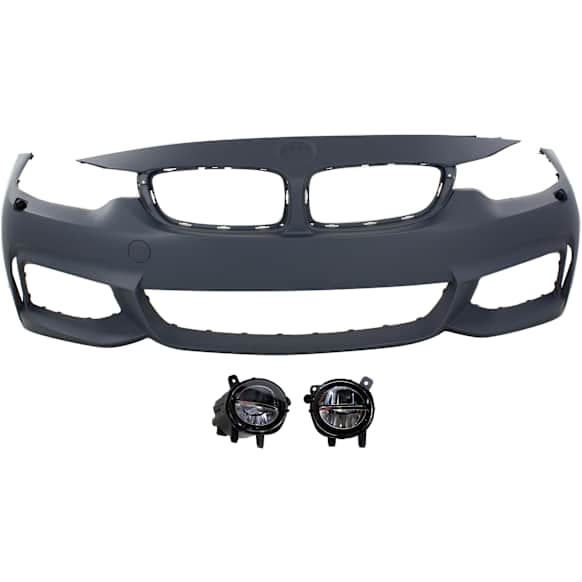 3-Piece Kit, Front Primed Bumper Cover, Includes (1) Bumper Cover and (2) Fog Light