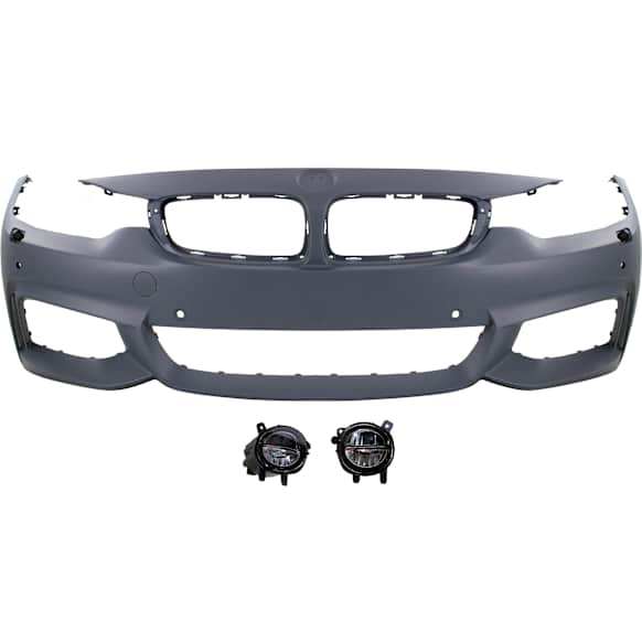 3-Piece Kit, Front Primed Bumper Cover, Includes (1) Bumper Cover and (2) Fog Light