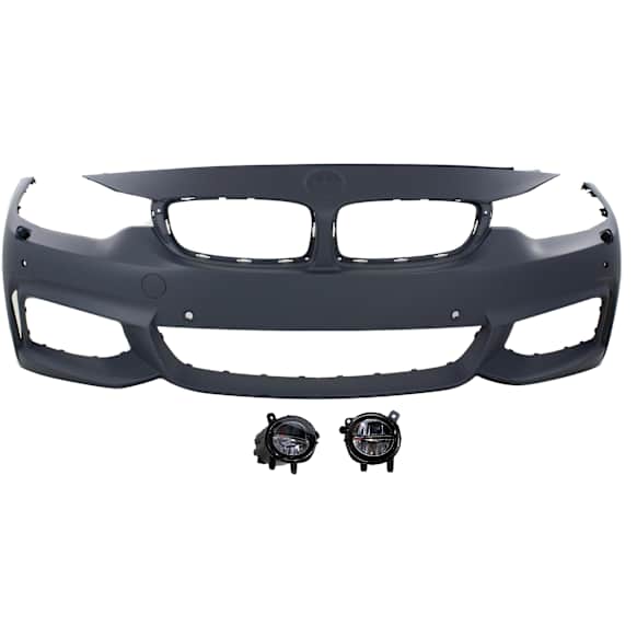 3-Piece Kit, Front Primed Bumper Cover, Includes (1) Bumper Cover and (2) Fog Light