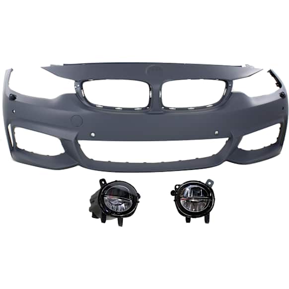 3-Piece Kit, Front Primed Bumper Cover, Includes (1) Bumper Cover and (2) Fog Light
