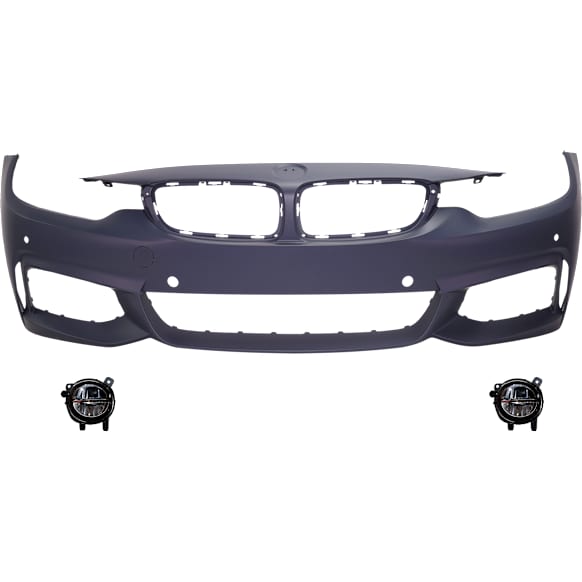 3-Piece Kit, Front Primed Bumper Cover, Includes (1) Bumper Cover and (2) Fog Light