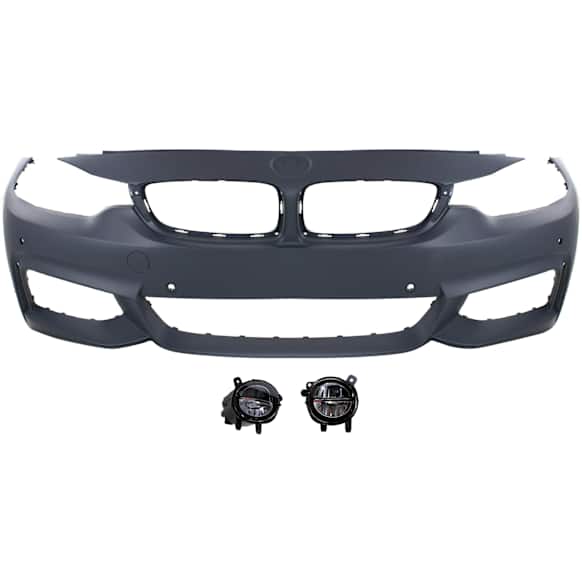 3-Piece Kit, Front Primed Bumper Cover, Includes (1) Bumper Cover and (2) Fog Light