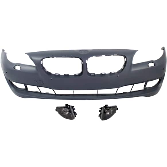 3-Piece Kit, Front Primed Bumper Cover, Sedan, For Models Without M Package and Side View Camera, Includes (1) Bumper Cover and (2) Fog Light