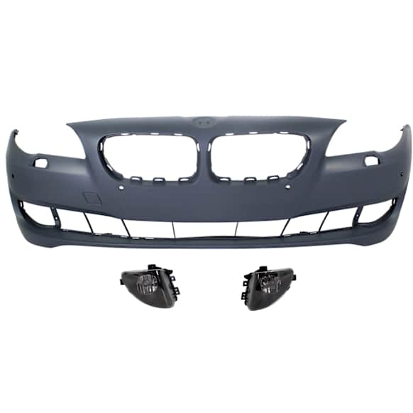3-Piece Kit, Front Primed Bumper Cover, Sedan, For Models Without M Package, With Side View Camera, Includes (1) Bumper Cover and (2) Fog Light
