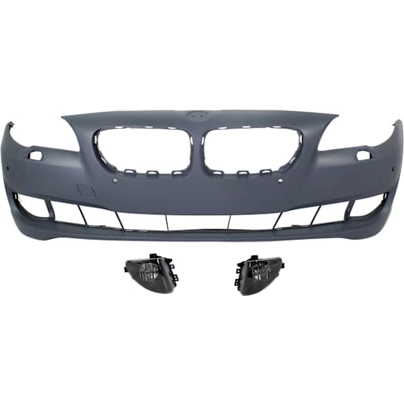 3-Piece Kit, Front Primed Bumper Cover, Sedan, For Models Without M Package, With Side View Camera, CAPA Certified, Includes (1) Bumper Cover and (2) Fog Light