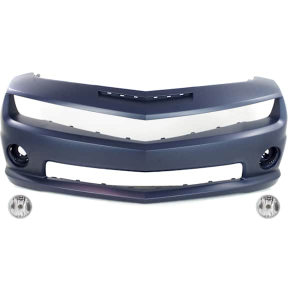 2013 Chevrolet Camaro - 3-Piece Kit Front Primed Bumper Cover, For Models Without RS Package, Includes (1) Bumper Cover and (2) Fog Light