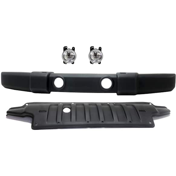 4-Piece Kit, Front Textured Bumper Cover, For Models With Standard Duty Type Bumper Cover, Includes (1) Bumper Cover, (2) Fog Light, and (1) Valance