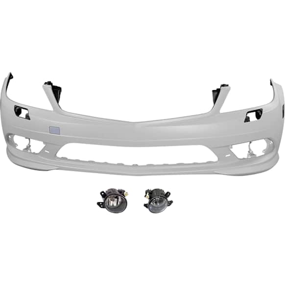 3-Piece Kit, Front Primed Bumper Cover, For Models With AMG Styling Package, Without Daytime Running Lights, Includes (1) Bumper Cover and (2) Fog Light