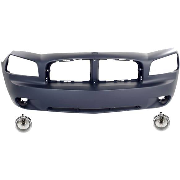 3-Piece Kit, Front Primed Bumper Cover, Includes (1) Bumper Cover and (2) Fog Light