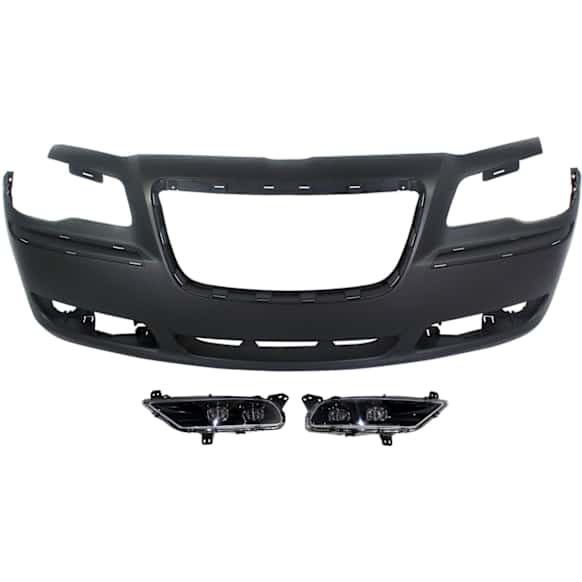 3-Piece Kit, Front Primed Bumper Cover, For Models With Adaptive Cruise Control, Without Parking Aid Sensor, Includes (1) Bumper Cover and (2) Fog Light