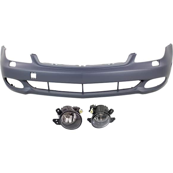 2009 Mercedes Benz CLS550 - 3-Piece Kit Front Primed Bumper Cover, For Models Without Sport Package and AMG Styling Package, Includes (1) Bumper Cover and (2) Fog Light