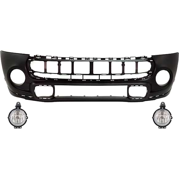 3-Piece Kit, Front Primed Bumper Cover, Includes (1) Bumper Cover and (2) Fog Light
