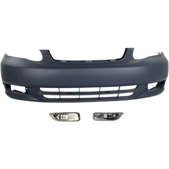 3-Piece Kit Sedan Front Primed Bumper Cover, Includes (1) Bumper Cover and (2) Fog Light