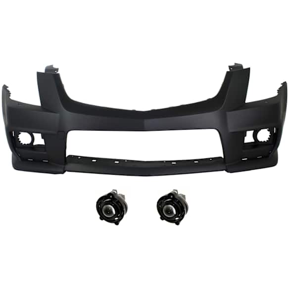 2009 Cadillac CTS V - 3-Piece Kit Front Primed Bumper Cover, For Models With HID Headlight, Sedan, Includes (1) Bumper Cover and (2) Fog Light