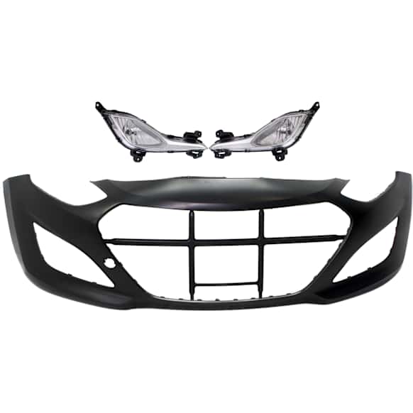 3-Piece Kit, Front Primed Bumper Cover, Includes (1) Bumper Cover and (2) Fog Light