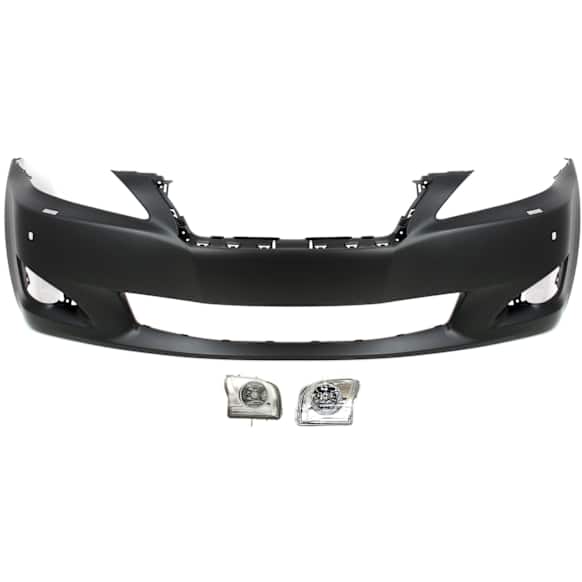 3-Piece Kit Front Primed Bumper Cover, Includes (1) Bumper Cover and (2) Fog Light