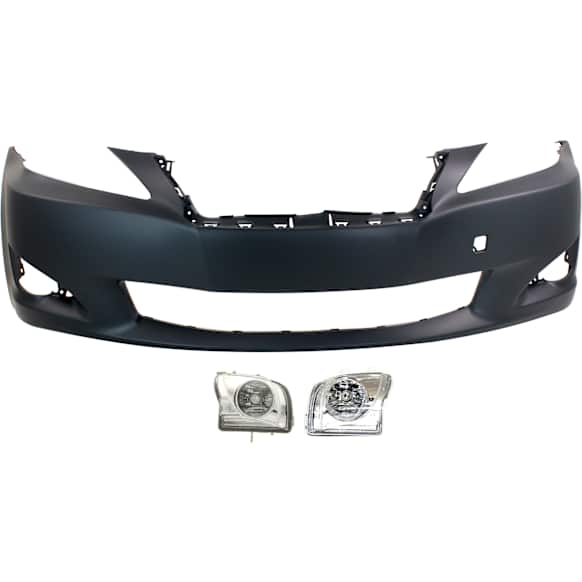3-Piece Kit Front Primed Bumper Cover, Includes (1) Bumper Cover and (2) Fog Light