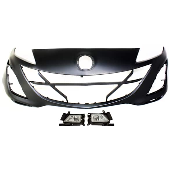 3-Piece Kit Front Primed Bumper Cover, CAPA Certified, Includes (1) Bumper Cover and (2) Fog Light