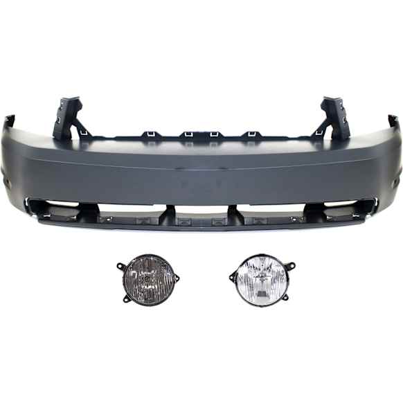 3-Piece Kit Front Primed Bumper Cover, Includes (1) Bumper Cover and (2) Fog Light