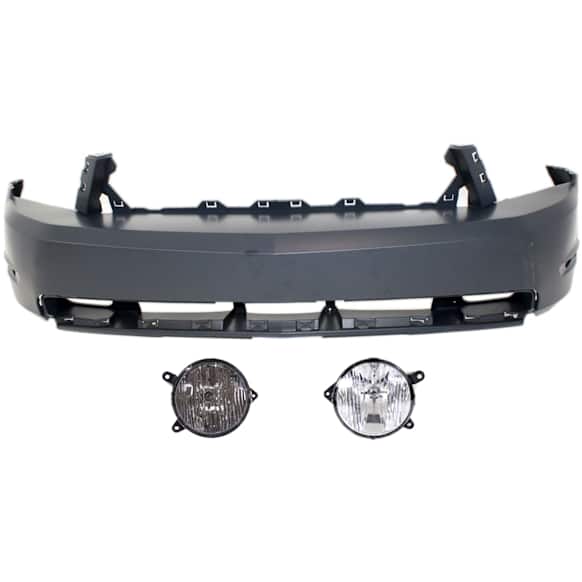 3-Piece Kit Front Primed Bumper Cover, CAPA Certified, Includes (1) Bumper Cover and (2) Fog Light