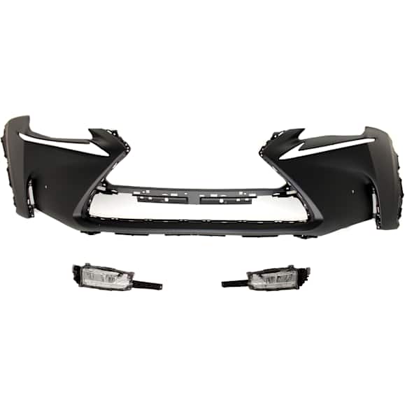 3-Piece Kit Front Primed Bumper Cover, For Models With F Sport Package, CAPA Certified, Includes (1) Bumper Cover and (2) Fog Light