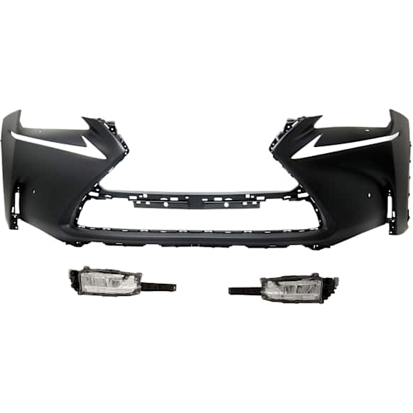 3-Piece Kit, Front Primed Bumper Cover, For Models With F Sport Package, CAPA Certified, Includes (1) Bumper Cover and (2) Fog Light