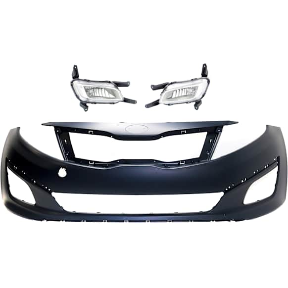 3-Piece Kit Front Primed Bumper Cover, Korea Built Vehicle, CAPA Certified, Includes (1) Bumper Cover and (2) Fog Light