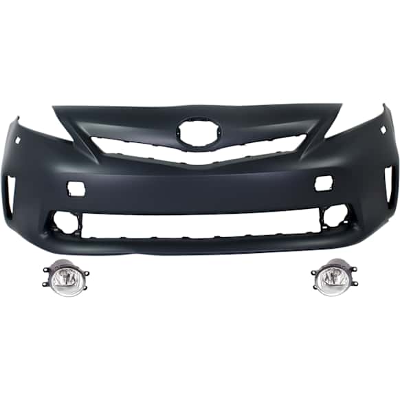 3-Piece Kit Front Primed Bumper Cover, For Models With Halogen Headlights and Pre-Collision System, Includes (1) Bumper Cover and (2) Fog Light
